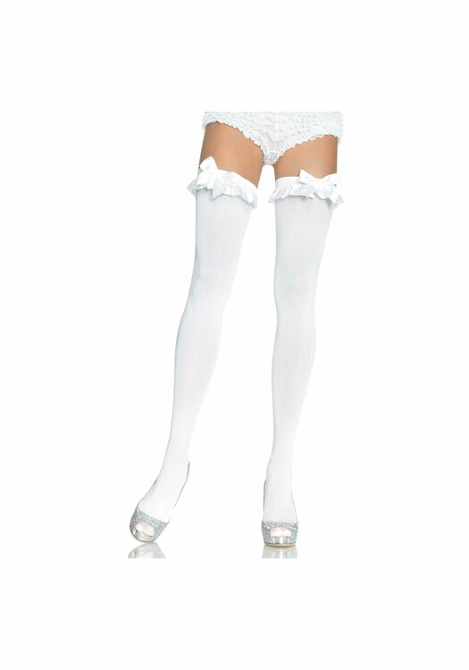 Opaque Thigh Highs With Bow
