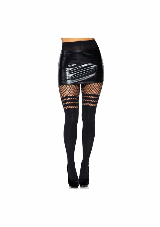 Pantyhose With Fishnet Stripes