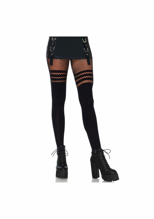 Pantyhose With Fishnet Stripes