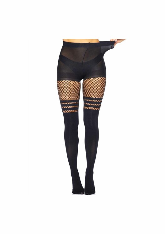 Pantyhose With Fishnet Stripes