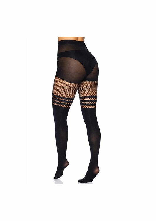 Pantyhose With Fishnet Stripes