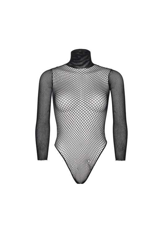 Turtleneck fishnet teddy