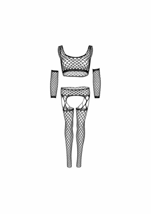 Crop top, stockings &amp; gloves