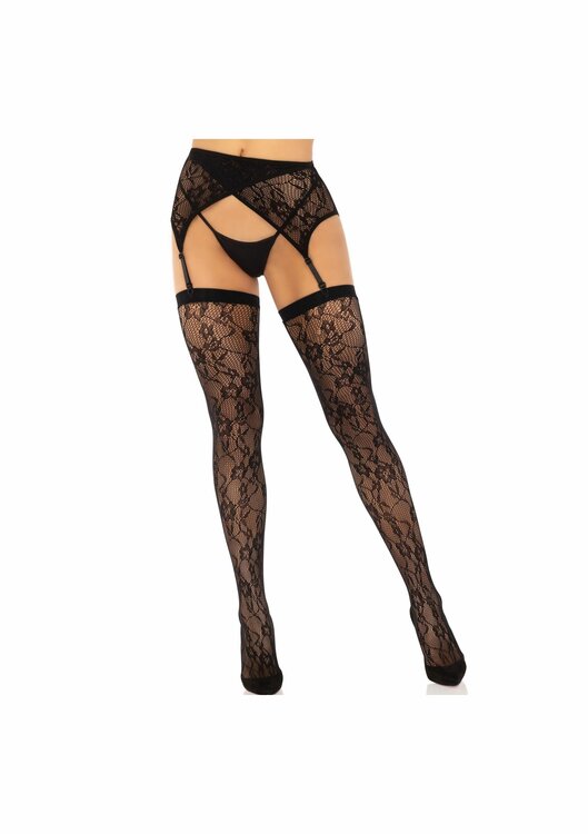 Lace thigh highs &amp; garterbelt