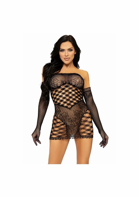 2 Pc Tube Dress And Gloves