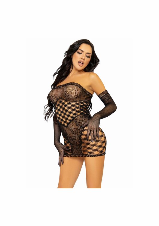 2 Pc Tube Dress And Gloves