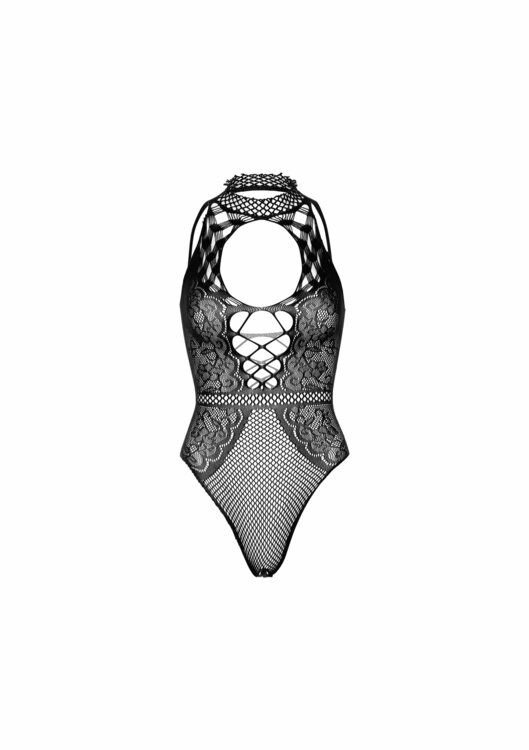 Net And Lace Keyhole Bodysuit