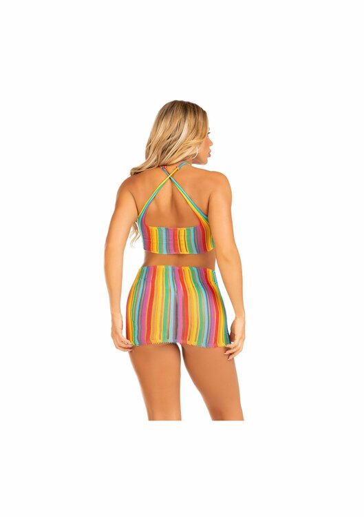 Rainbow stripe mini dress