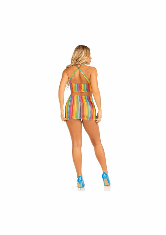 Rainbow stripe mini dress