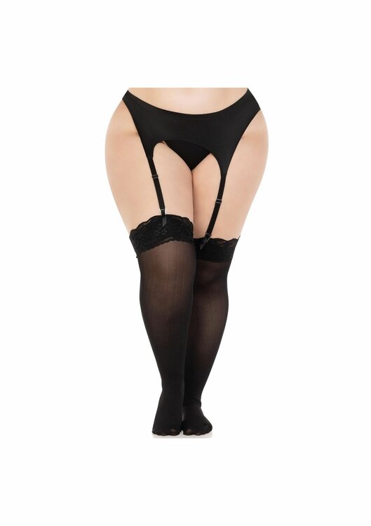 Lace top opaque thigh highs +