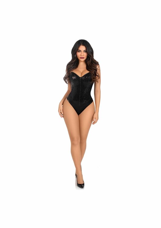 Sequin Boned Crotch Bodysuit