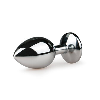Metalen buttplug met transparante diamant - zilverkleurig