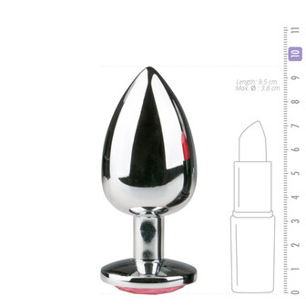 Metalen buttplug met roze steen
