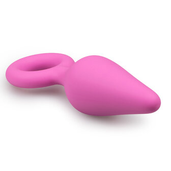 Roze Buttplug Met Trekring - Medium