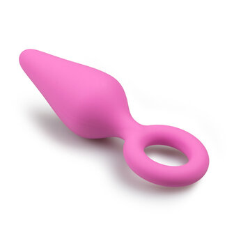 Roze Buttplug Met Trekring - Medium