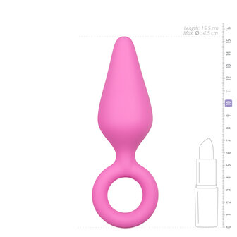 Roze Buttplug Met Trekring - Large