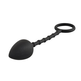 Siliconen Cockring + Plug - Zwart