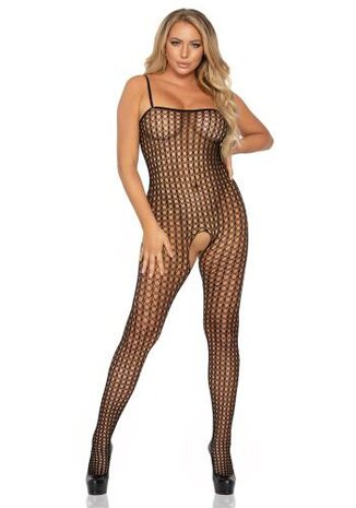 Gehaakte Catsuit Met Open Kruisje - Zwart