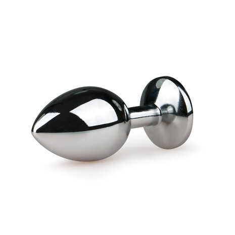 Metalen buttplug met transparante diamant - zilverkleurig