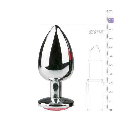 Metalen buttplug met roze steen