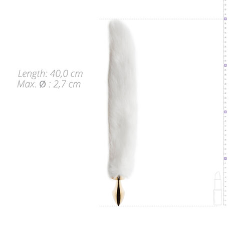 Kleine goudkleurige buttplug met witte vossenstaart