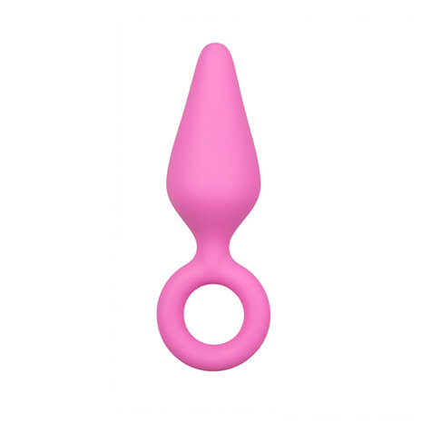 Roze buttplugs met trekring - setje