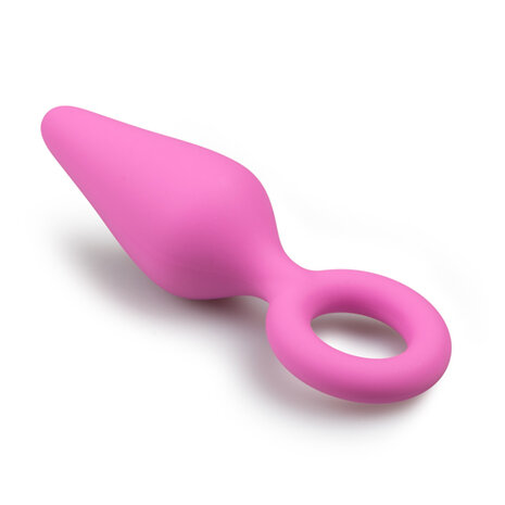 Roze Buttplug Met Trekring - Medium