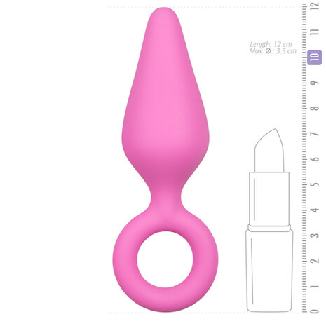 Roze Buttplug Met Trekring - Medium