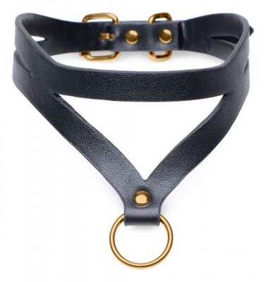 Bondage Baddie Collar Met O-ring - Zwart/Goud