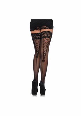 Sheer stay up with a lace top - Black