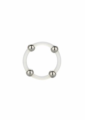 Steel Beaded Silicone Ring L - Transparent
