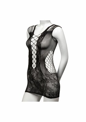 Peek-A-Boo Mini Dress + - Black