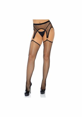 Net garterbelt stockings - Black