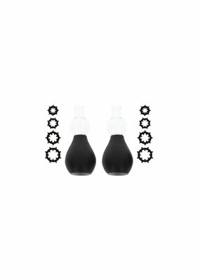 Nipple Enlargers with 8 Rings - Black