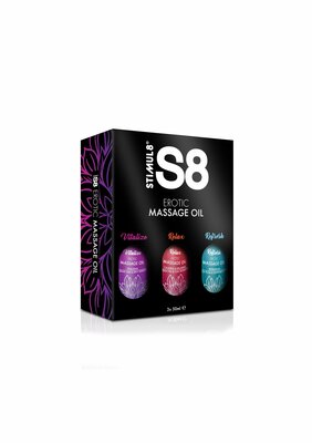 S8 Massage Oil Box 3x 50ml - Multi flavour