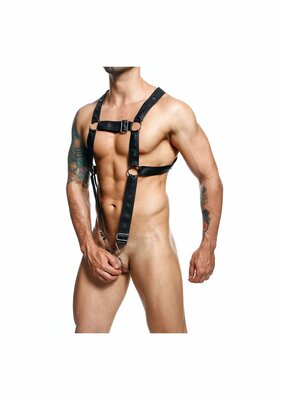 DNGEON Cross Cockring Harness - Black