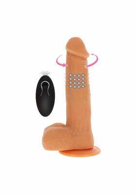 Rotating Beads Vibrating Dildo - Light skin tone