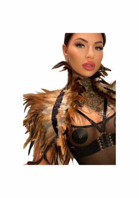 Feather Shoulder Wrap - Nude