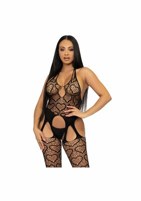 Net Suspender Bodystocking - Black