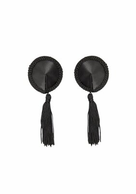 Satin Nipple Covers w Tassel - Black