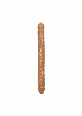Size Queen Double Dong 17 Inch - Brown skin tone