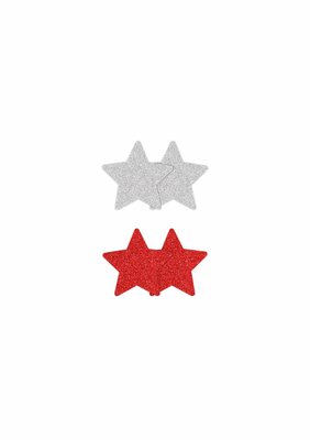 Pasties Glitter Stars 2 Pair - Red