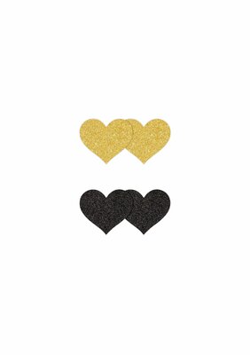 Pasties Glitter Hearts 2 Pair - Black