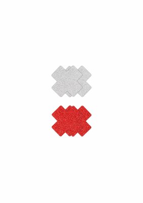 Pasties Glitter Cross 2 Pair - Red