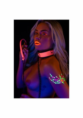 Collar and Chain Leash - Pink