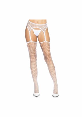 Net stockings with garterbelt - White