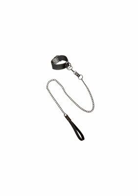 Collar With Chain Leash - Black