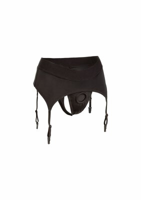 Boundless Thong with Garter - Black - L/XL