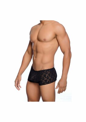 Rose Lace Boy Short - Black - S/M
