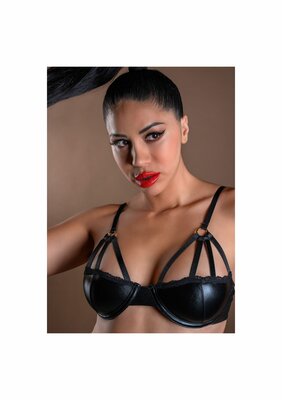 Wetlook Bra With Straps - Black - L